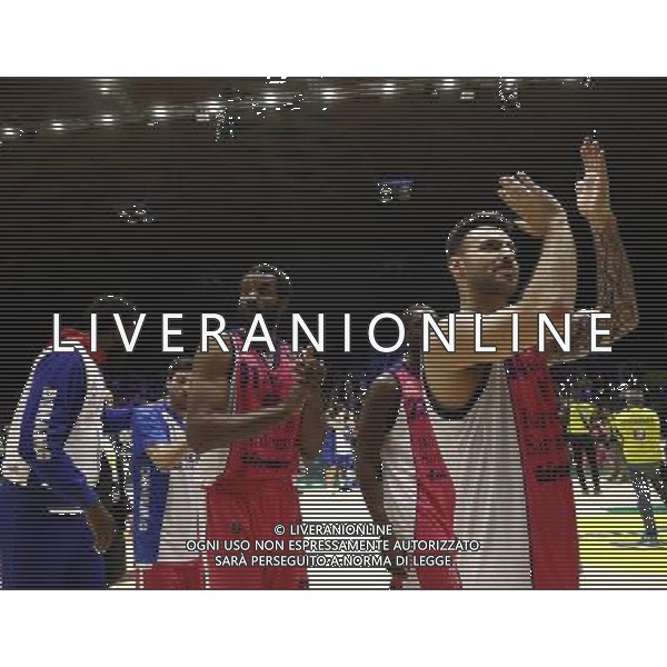 Poste Mobile Final Eight 18/02/2017 Banco di Sardegna Sassari - Germani Basket Brescia nella foto: Esultanza finale Sassari Â©Claudio Zamagni/Agenzia Aldo Liverani during Poste Mobile Final Eight Italian Basketball Cup 2017 - Banco di Sardegna Sassari against Germani Basket Brescia at Rimini Fiera, on February 18, 2017 photo credit by Claudio Zamagni/Aldo Liverani Photo Agency