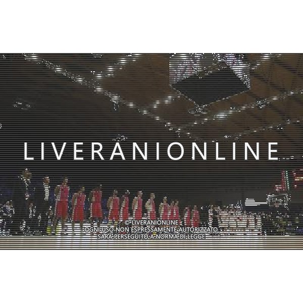 Poste Mobile Final Eight 19/02/2017 EA7 Emporio Armani Milano - Banco di Sardegna Sassari nella foto: EA7 E SASSARI ©Claudio Zamagni/Agenzia Aldo Liverani EA7 AND SASSARI BEFORE MATCH during Poste Mobile Final Eight Italian Basketball Cup 2017 - EA7 Emporio Armani Milano against Banco di Sardegna Sassari at Rimini Fiera, on February 19, 2017 photo credit by Claudio Zamagni/Aldo Liverani Photo Agency
