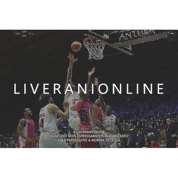 Poste Mobile Final Eight 19/02/2017 EA7 Emporio Armani Milano - Banco di Sardegna Sassari nella foto: Raduljica Miroslav ©Claudio Zamagni/Agenzia Aldo Liverani Raduljica Miroslav during Poste Mobile Final Eight Italian Basketball Cup 2017 - EA7 Emporio Armani Milano against Banco di Sardegna Sassari at Rimini Fiera, on February 19, 2017 photo credit by Claudio Zamagni/Aldo Liverani Photo Agency