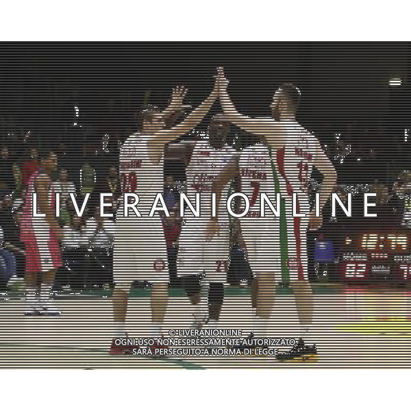 Poste Mobile Final Eight 19/02/2017 EA7 Emporio Armani Milano - Banco di Sardegna Sassari nella foto: esultanza finale milano Â©Claudio Zamagni/Agenzia Aldo Liverani EA7 FINAL EXULTATION during Poste Mobile Final Eight Italian Basketball Cup 2017 - EA7 Emporio Armani Milano against Banco di Sardegna Sassari at Rimini Fiera, on February 19, 2017 photo credit by Claudio Zamagni/Aldo Liverani Photo Agency/ AGENZIA ALDO LIVERANI SAS