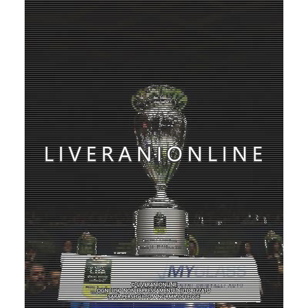 Poste Mobile Final Eight 19/02/2017 EA7 Emporio Armani Milano - Banco di Sardegna Sassari nella foto: la coppa - trofeo coppa italia ©Claudio Zamagni/Agenzia Aldo Liverani the cup during Poste Mobile Final Eight Italian Basketball Cup 2017 - EA7 Emporio Armani Milano against Banco di Sardegna Sassari at Rimini Fiera, on February 19, 2017 photo credit by Claudio Zamagni/Aldo Liverani Photo Agency / AGENZIA ALDO LIVERANI SAS