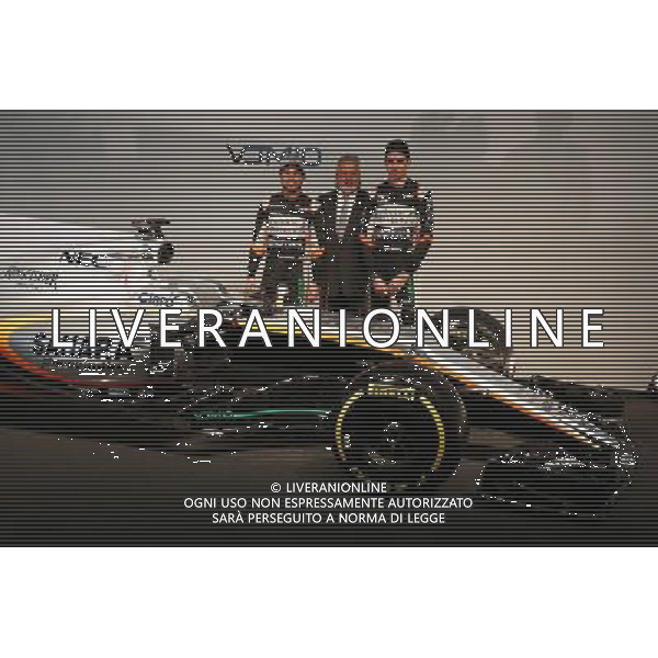 (L to R): Sergio Perez (MEX) Sahara Force India F1 with Dr. Vijay Mallya (IND) Sahara Force India F1 Team Owner and Esteban Ocon (FRA) Sahara Force India F1 Team with the Sahara Force India F1 VJM10. 22.02.2017. Sahara Force India F1 VJM10 Launch, Silverstone, England. - www.xpbimages.com, EMail: requests@xpbimages.com - copy of publication required for printed pictures. Every used picture is fee-liable. © Copyright: Moy / XPB Images AG ALDO LIVERANI SAS ONLY ITALY