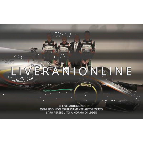 (L to R): Alfonso Celis Jr (MEX) Sahara Force India F1 Development Driver; Sergio Perez (MEX) Sahara Force India F1; Dr. Vijay Mallya (IND) Sahara Force India F1 Team Owner; Esteban Ocon (FRA) Sahara Force India F1 Team,with the Sahara Force India F1 VJM10. 22.02.2017. Sahara Force India F1 VJM10 Launch, Silverstone, England. - www.xpbimages.com, EMail: requests@xpbimages.com - copy of publication required for printed pictures. Every used picture is fee-liable. © Copyright: Moy / XPB Images AG ALDO LIVERANI SAS ONLY ITALY