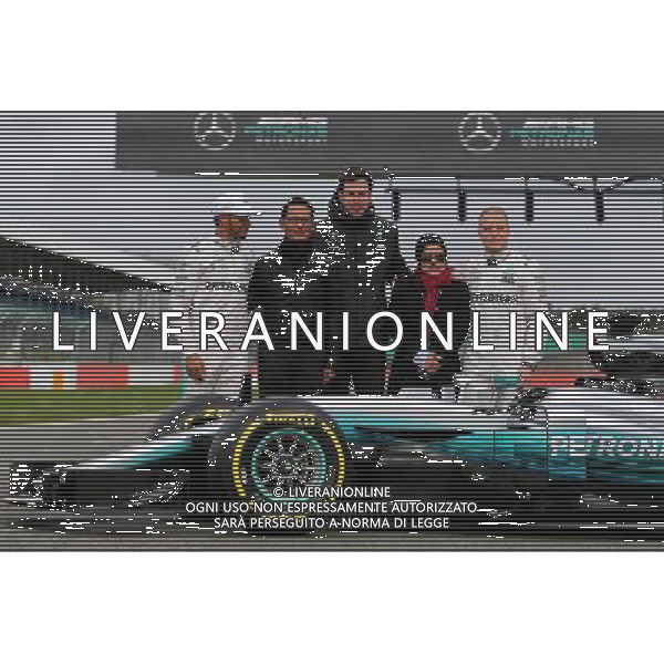 Lewis Hamilton (GBR) Mercedes AMG F1; Toto Wolff (GER) Mercedes AMG F1 Shareholder and Executive Director; and Valtteri Bottas (FIN) Mercedes AMG F1, with guests. 23.02.2017. Mercedes AMG F1 W08 Launch, Silverstone, England. - www.xpbimages.com, EMail: requests@xpbimages.com - copy of publication required for printed pictures. Every used picture is fee-liable. © Copyright: Moy / XPB Images AG ALDO LIVERANI SAS