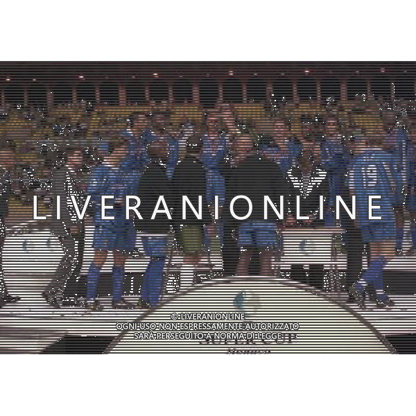 MONACO 28-08-1998 FINALE SUPERCOPPA EUROPEA REAL MADRID-CHELSEA NELLA FOTO IL CHELSEA VINCE LA SUPECOPPA EUROPEA AG ALDO LIVERANI SAS