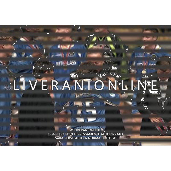 MONACO 28-08-1998 FINALE SUPERCOPPA EUROPEA REAL MADRID-CHELSEA NELLA FOTO IL CHELSEA VINCE LA SUPECOPPA EUROPEA AG ALDO LIVERANI SAS