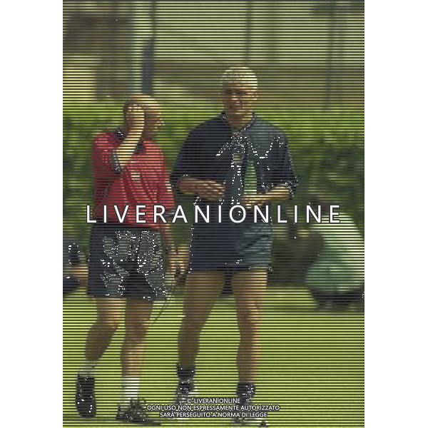 COVERCIANO 23-05-1998 RADUNO NAZIONALE ITALIANA DI CALCIO NELLA FOTO VINCENZO PINCOLINI E FABRIZIO RAVANELLI AG ALDO LIVERANI SAS