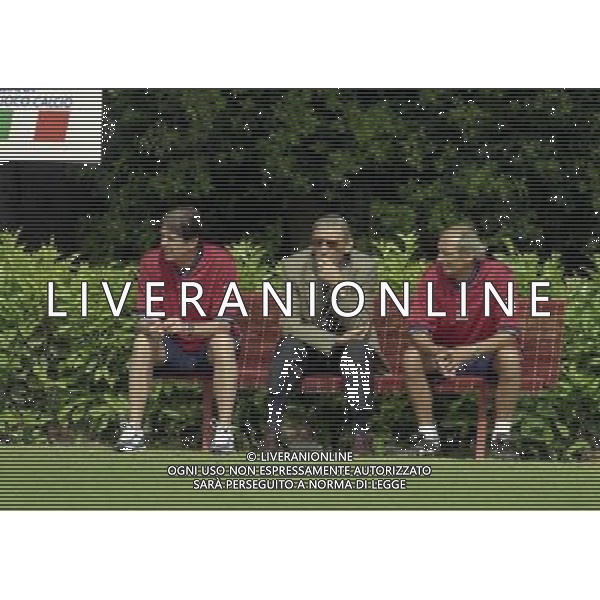 COVERCIANO 23-05-1998 RADUNO NAZIONALE ITALIANA DI CALCIO NELLA FOTO CESARE MALDINI CON GIGI RIVA AG ALDO LIVERANI SAS