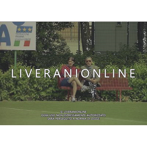 COVERCIANO 23-05-1998 RADUNO NAZIONALE ITALIANA DI CALCIO NELLA FOTO CESARE MALDINI CON GIGI RIVA AG ALDO LIVERANI SAS