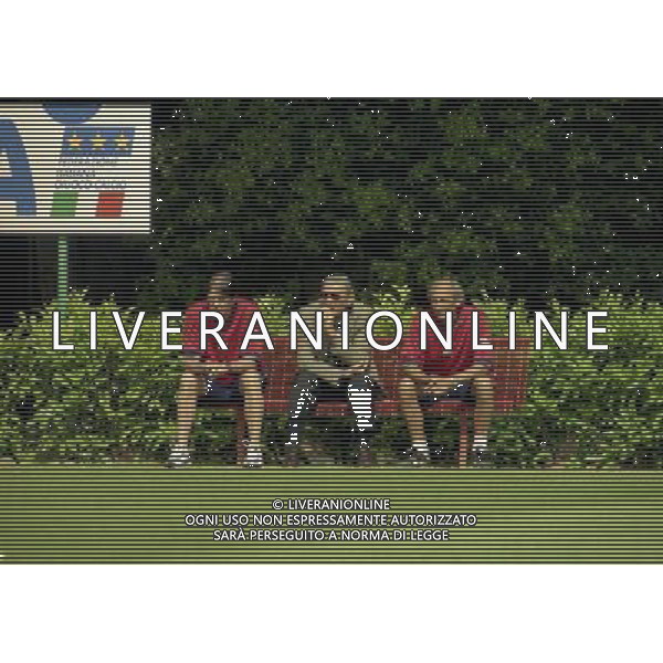 COVERCIANO 23-05-1998 RADUNO NAZIONALE ITALIANA DI CALCIO NELLA FOTO CESARE MALDINI CON GIGI RIVA AG ALDO LIVERANI SAS