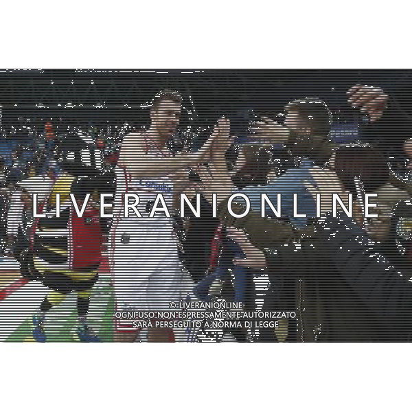 Lega Basket serie A 26/02/2017 Consultinvest Pesaro - Banco di Sardegna Sassari nella foto: esultanza GIULIO GAZZOTTI Â©Claudio Zamagni/Agenzia Aldo Liverani / AGENZIA ALDO LIVERANI SAS - Consultinvest Pesaro - Banco di Sardegna Sassari Campionato Lega Basket serie A 26/02/2017