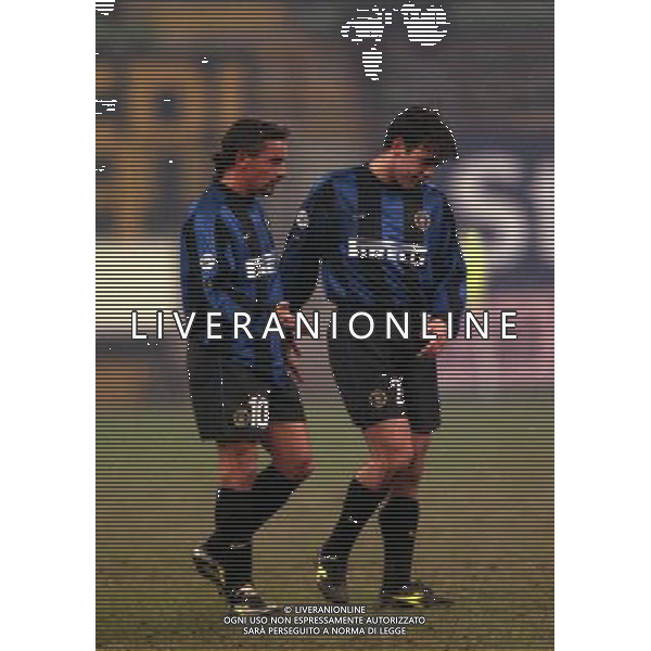 MILANO 01-12-1999 COPPA ITALIA INTER BOLOGNA NELLA FOTO ALVARO RECOBA E ROBERTO BAGGIO AG ALDO LIVERANI SAS