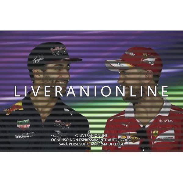 (L to R): Daniel Ricciardo (AUS) Red Bull Racing with Sebastian Vettel (GER) Ferrari in the FIA Press Conference. 23.03.2017. Formula 1 World Championship, Rd 1, Australian Grand Prix, Albert Park, Melbourne, Australia, Preparation Day. AG ALDO LIVERANI SAS ONLY ITALY