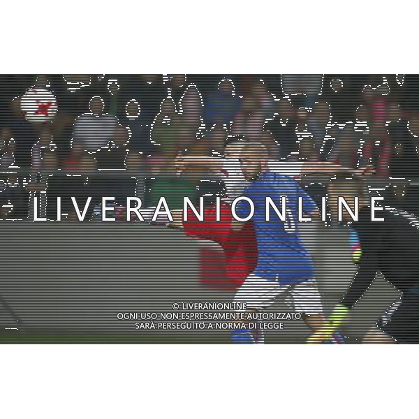 KRAKOW STADION CRACOVII 23.03.2017 MECZ TOWARZYSKI U-21 PILKA NOZNA POLSKA (BIALO-CZERWONE) - WLOCHY (niebiesko-biale) NZ Mariusz Stepinski , Davide Biraschi . FOT TOMASZ WANTULA / NEWSPIX.PL KRAKOW 23.03.2017 FOOTBALL MEN\'S UNDER 21 FRIENDLY GAME POLAND - ITALY TOMASZ WANTULA / NEWSPIX.PL --- Newspix.pl / AGENZIA ALDO LIVERANI SAS - ITALY ONLY EDITORIAL USE ONLY