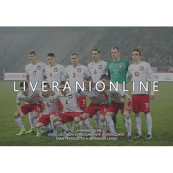 KRAKOW STADION CRACOVII 23.03.2017 MECZ TOWARZYSKI U-21 PILKA NOZNA POLSKA (BIALO-CZERWONE) - WLOCHY (niebiesko-biale) NZ Polska w gornym rzedzie od lewej: Pawel Dawidowicz , Mariusz Stepinski , Pawel Jaroszynski , Jan Bednarek, Jakub Wrabel, Patryk Lipski , w dolnym rzedzie od lewej: Bartosz Kapustka, Radoslaw Murawski , Tomasz Kedziora , Jaroslaw Kubicki, Dawid Kownacki . FOT TOMASZ WANTULA / NEWSPIX.PL KRAKOW 23.03.2017 FOOTBALL MEN\'S UNDER 21 FRIENDLY GAME POLAND - ITALY - FORMAZIONE POLONIA TOMASZ WANTULA / NEWSPIX.PL --- Newspix.pl / AGENZIA ALDO LIVERANI SAS - ITALY ONLY EDITORIAL USE ONLY