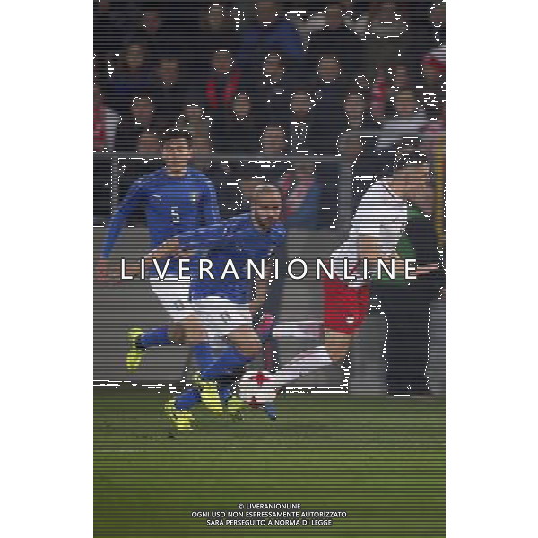 KRAKOW STADION CRACOVII 23.03.2017 MECZ TOWARZYSKI U-21 PILKA NOZNA POLSKA (BIALO-CZERWONE) - WLOCHY (niebiesko-biale) NZ Alex Ferrari , Davide Biraschi , Mariusz Stepinski . FOT TOMASZ WANTULA / NEWSPIX.PL KRAKOW 23.03.2017 FOOTBALL MEN\'S UNDER 21 FRIENDLY GAME POLAND - ITALY TOMASZ WANTULA / NEWSPIX.PL --- Newspix.pl / AGENZIA ALDO LIVERANI SAS - ITALY ONLY EDITORIAL USE ONLY