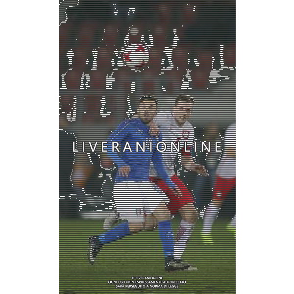 KRAKOW STADION CRACOVII 23.03.2017 MECZ TOWARZYSKI U-21 PILKA NOZNA POLSKA (BIALO-CZERWONE) - WLOCHY (niebiesko-biale) NZ Federico Di Francesco , Tomasz Kedziora . FOT TOMASZ WANTULA / NEWSPIX.PL KRAKOW 23.03.2017 FOOTBALL MEN\'S UNDER 21 FRIENDLY GAME POLAND - ITALY TOMASZ WANTULA / NEWSPIX.PL --- Newspix.pl / AGENZIA ALDO LIVERANI SAS - ITALY ONLY EDITORIAL USE ONLY