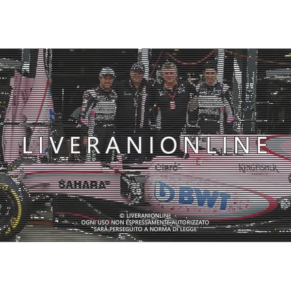 (L to R): Sergio Perez (MEX) Sahara Force India F1, Otmar Szafnauer (USA) Sahara Force India F1 Chief Operating Officer, and Esteban Ocon (FRA) Sahara Force India F1 Team with the Sahara Force India F1 VJM10. 24.03.2017. Formula 1 World Championship, Rd 1, Australian Grand Prix, Albert Park, Melbourne, Australia, Practice Day. AG ALDO LIVERANI SAS ONLY ITALY