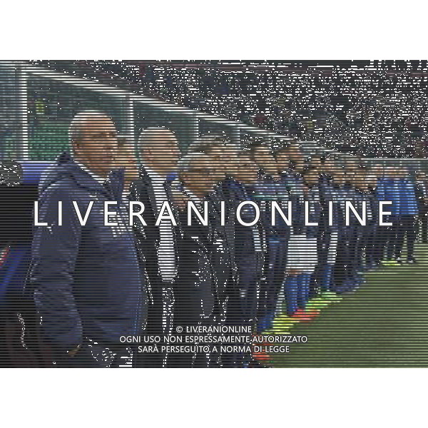 Italia - Albania, partita gruppo G di qualificazione ai Mondiali di calcio di Russia 2018 al \'Renzo Barbera\' di Palermo 24 marzo 2017 nella foto giampiero ventura e la panchina azzurra durante l\'inno nazionale ©SERGI / AGENZIA ALDO LIVERANI SAS