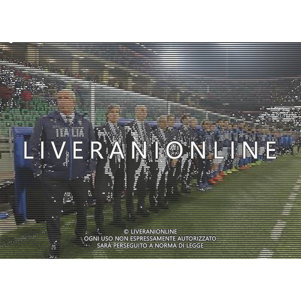 Italia - Albania, partita gruppo G di qualificazione ai Mondiali di calcio di Russia 2018 al \'Renzo Barbera\' di Palermo 24 marzo 2017 nella foto giampiero ventura e la panchina azzurra durante l\'inno nazionale ©SERGI / AGENZIA ALDO LIVERANI SAS