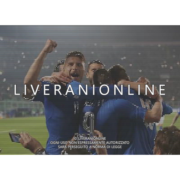 Italia - Albania, partita gruppo G di qualificazione ai Mondiali di calcio di Russia 2018 al \'Renzo Barbera\' di Palermo 24 marzo 2017 nella foto abbraccio esultanza dopo il gol su rigore di daniele de rossi del 1-0 ©SERGI / AGENZIA ALDO LIVERANI SAS