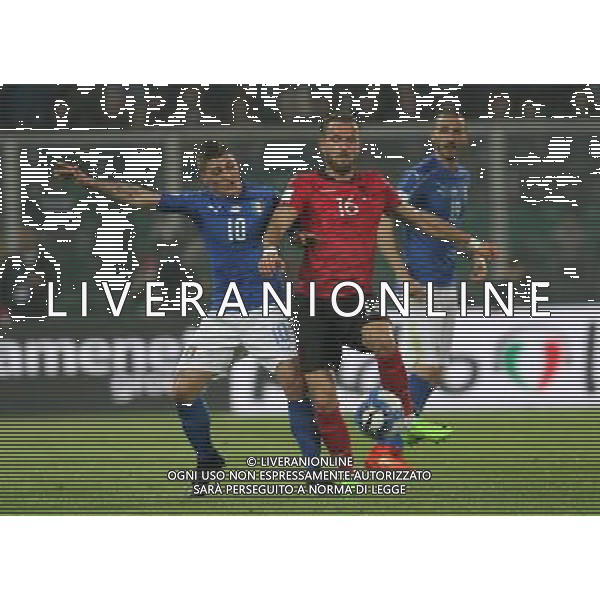 Italia - Albania, partita gruppo G di qualificazione ai Mondiali di calcio di Russia 2018 al \'Renzo Barbera\' di Palermo 24 marzo 2017 nella foto marco verratti e cikalleshi ©SERGI / AGENZIA ALDO LIVERANI SAS