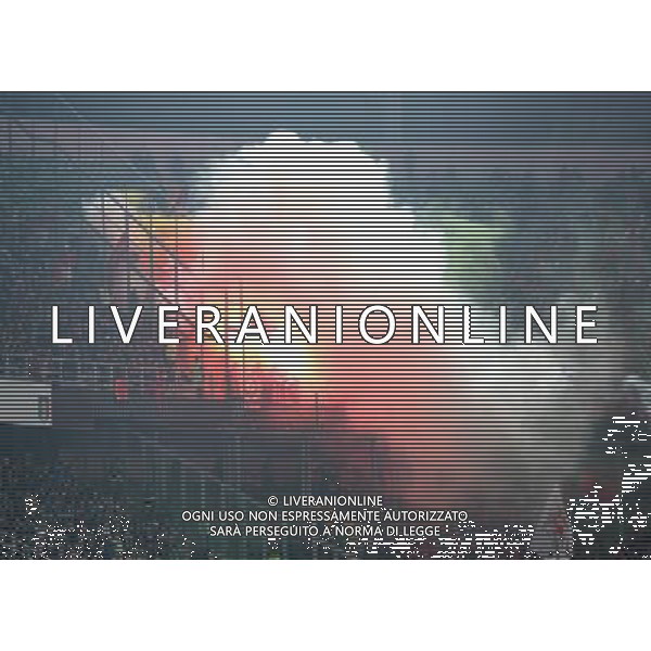 Italia - Albania, partita gruppo G di qualificazione ai Mondiali di calcio di Russia 2018 al \'Renzo Barbera\' di Palermo 24 marzo 2017 nella foto fumogeni nel settore ospiti ©SERGI / AGENZIA ALDO LIVERANI SAS