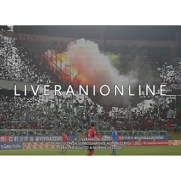 Italia - Albania, partita gruppo G di qualificazione ai Mondiali di calcio di Russia 2018 al \'Renzo Barbera\' di Palermo 24 marzo 2017 nella foto fumogeni nel settore ospiti ©SERGI / AGENZIA ALDO LIVERANI SAS