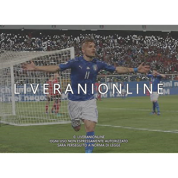 Italia - Albania, partita gruppo G di qualificazione ai Mondiali di calcio di Russia 2018 al \'Renzo Barbera\' di Palermo 24 marzo 2017 nella foto esultanza dopo il gol del 2-0 di ciro immobile ©SERGI / AGENZIA ALDO LIVERANI SAS