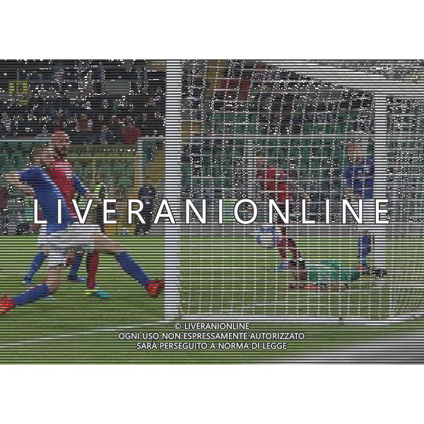 Italia - Albania, partita gruppo G di qualificazione ai Mondiali di calcio di Russia 2018 al \'Renzo Barbera\' di Palermo 24 marzo 2017 nella foto il gol del 2-0 di ciro immobile ©SERGI / AGENZIA ALDO LIVERANI SAS