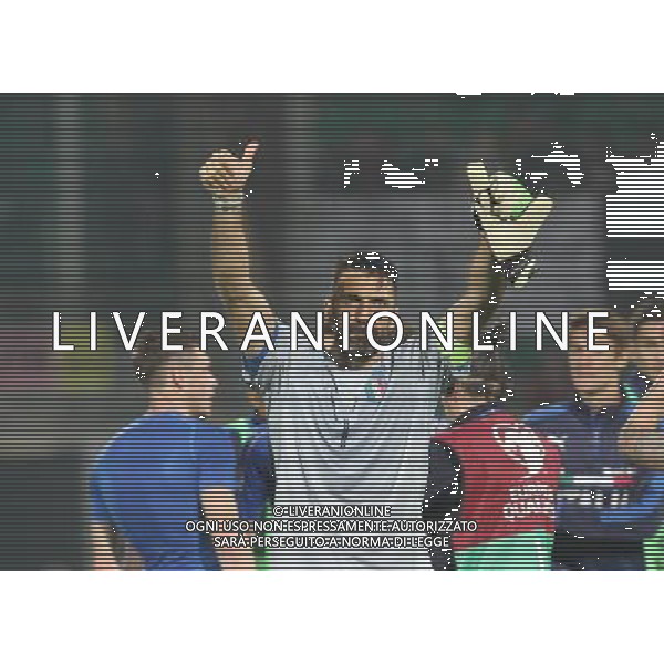 Italia - Albania, partita gruppo G di qualificazione ai Mondiali di calcio di Russia 2018 al \'Renzo Barbera\' di Palermo 24 marzo 2017 nella foto esultanza di gianluigi buffon che saluta i tifosi a fine gara ©SERGI / AGENZIA ALDO LIVERANI SAS