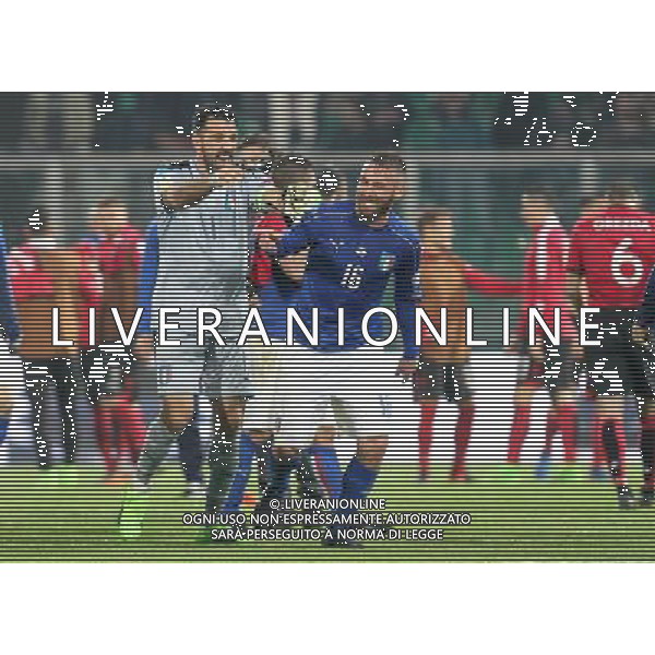 Italia - Albania, partita gruppo G di qualificazione ai Mondiali di calcio di Russia 2018 al \'Renzo Barbera\' di Palermo 24 marzo 2017 nella foto esultanza di gianluigi buffon con daniele de rossi a fine gara ©SERGI / AGENZIA ALDO LIVERANI SAS