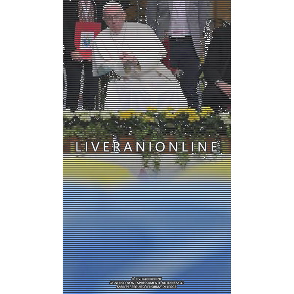 Visita Pastorale di sua Santita\' Papa Francesco a Milano Milano - 25.03.2017 Nella Foto:sua Santitaâ€™ Papa Francesco incontra i cresimandi allo stadio San Siro di Milano /Ph.Vitez-Ag. Aldo Liverani