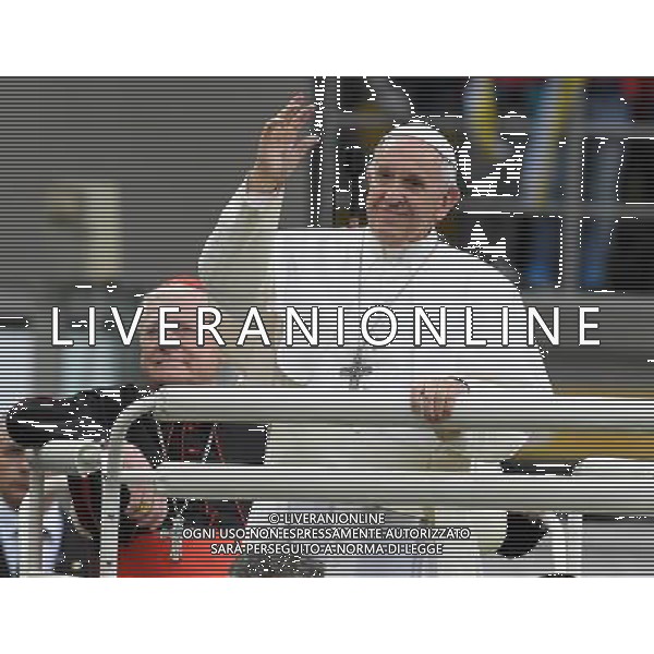 Visita Pastorale di sua Santita\' Papa Francesco a Milano Milano - 25.03.2017 Nella Foto:sua SantitaÕ Papa Francesco incontra i cresimandi allo stadio San Siro di Milano con il Cardinale Angelo Scola /Ph.Vitez-Ag. Aldo Liverani