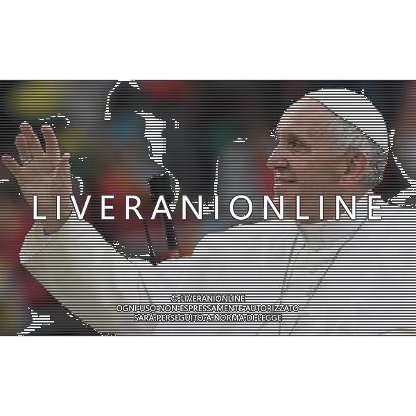 Visita Pastorale di sua Santita\' Papa Francesco a Milano Milano - 25.03.2017 Nella Foto:sua Santitaâ€™ Papa Francesco incontra i cresimandi allo stadio San Siro di Milano /Ph.Vitez-Ag. Aldo Liverani