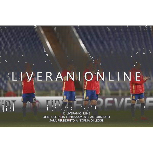 Amichevole Italia - Spagna Nazionale under 21 27/03/2017 nella foto: esultanza finale spagna ©Claudio Zamagni/Agenzia Aldo Liverani spain last celebrates during international friendly soccer match between Italy and Spain under 21 at Rome Olympic Stadium on March 27 2017 photo credit by Claudio Zamagni/Aldo Liverani Photo Agency