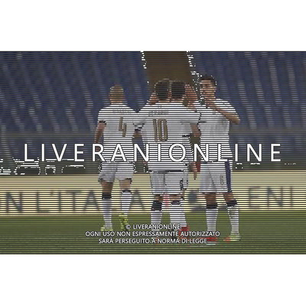 Amichevole Italia - Spagna Nazionale under 21 27/03/2017 nella foto: esultanza italia ©Claudio Zamagni/Agenzia Aldo Liverani italy celebrates during international friendly soccer match between Italy and Spain under 21 at Rome Olympic Stadium on March 27 2017 photo credit by Claudio Zamagni/Aldo Liverani Photo Agency