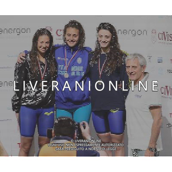 Milano ( MI ) 10/03/2017 7 Trofeo citta di Milano - Premiazione 100m Rana Assoluti Femmine Nella foto: 2 Class.Arianna Castiglioni, la vincitrice Martina Carraro e 3 Class. Ilaria Scarcella PH Lauro Montagnini