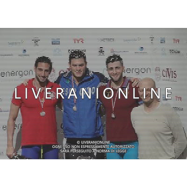 Milano ( MI ) 10/03/2017 7 Trofeo citta di Milano - 100m Dorso Assoluti Maschi Nella foto: Argento Matteo Milli, Oro Simone Sabbioni, Bronzo Christopher Ciccarese e Damiano Fioravanti PH Lauro Montagnini
