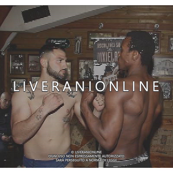 Milano, ( MI ) 31/03/2017 Dixieland Cafe cerimonia del peso dei pugili Nella foto: Antonino Barbagallo e Samuel Nmomah - Pesi medi PH Lauro Montagnini AG ALDO LIVERANI SAS