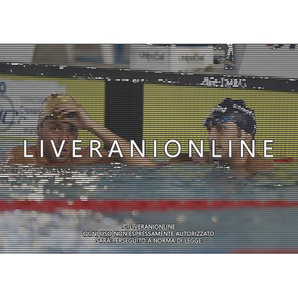 Riccione - Campionato Italiano Assoluto di Nuoto UnipolSai 06/04/2017 nella foto: GABRIELE DETTI E GREGORIO PALTRINIERI Â©Claudio Zamagni/Agenzia Aldo Liverani 