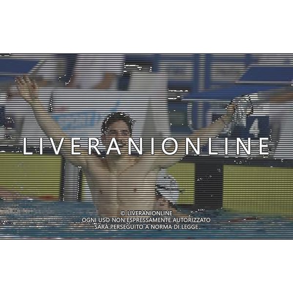 Riccione - Campionato Italiano Assoluto di Nuoto UnipolSai 06/04/2017 nella foto:ESULTANZA MATTEO RESTIVO Â©Claudio Zamagni/Agenzia Aldo Liverani 