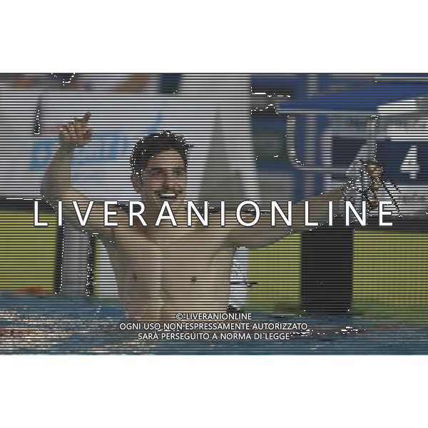 Riccione - Campionato Italiano Assoluto di Nuoto UnipolSai 06/04/2017 nella foto: ESULTANZA MATTEO RESTIVO Â©Claudio Zamagni/Agenzia Aldo Liverani 