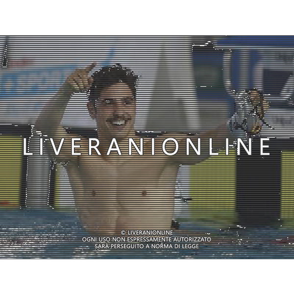 Riccione - Campionato Italiano Assoluto di Nuoto UnipolSai 06/04/2017 nella foto: ESULTANZA MATTEO RESTIVO Â©Claudio Zamagni/Agenzia Aldo Liverani 