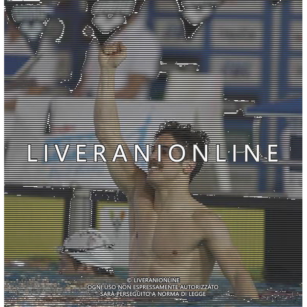 Riccione - Campionato Italiano Assoluto di Nuoto UnipolSai 06/04/2017 nella foto: ESULTANZA MATTEO RESTIVO Â©Claudio Zamagni/Agenzia Aldo Liverani 