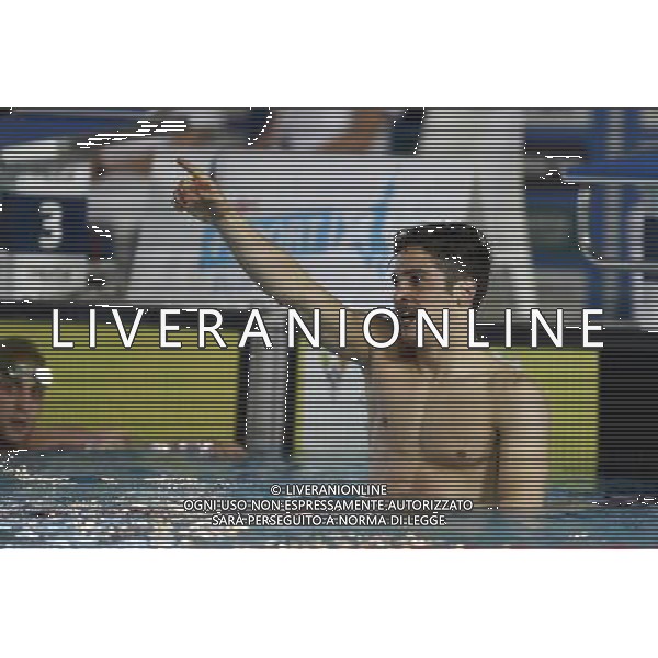 Riccione - Campionato Italiano Assoluto di Nuoto UnipolSai 06/04/2017 nella foto: ESULTANZA MATTEO RESTIVO Â©Claudio Zamagni/Agenzia Aldo Liverani 