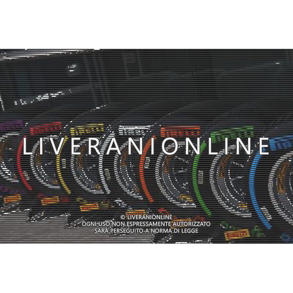 Pirelli show tyres. 08.04.2017. Formula 1 World Championship, Rd 2, Chinese Grand Prix, Shanghai, China, Qualifying Day. ONLY ITALY AG ALDO LIVERANI SAS