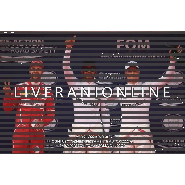 Lewis Hamilton (GBR) Mercedes AMG F1 on pole position, 2nd for Sebastian Vettel (GER) Ferrari and 3rd for Valtteri Bottas (FIN) Mercedes AMG F1 W08. 08.04.2017. Formula 1 World Championship, Rd 2, Chinese Grand Prix, Shanghai, China, Qualifying Day. ONLY ITALY AG ALDO LIVERANI SAS
