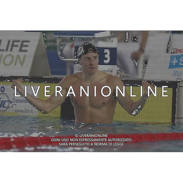 Riccione - Campionato Italiano Assoluto di Nuoto UnipolSai 08/04/2017 nella foto: esultanza Carini Giacomo ©Claudio Zamagni/Agenzia Aldo Liverani 