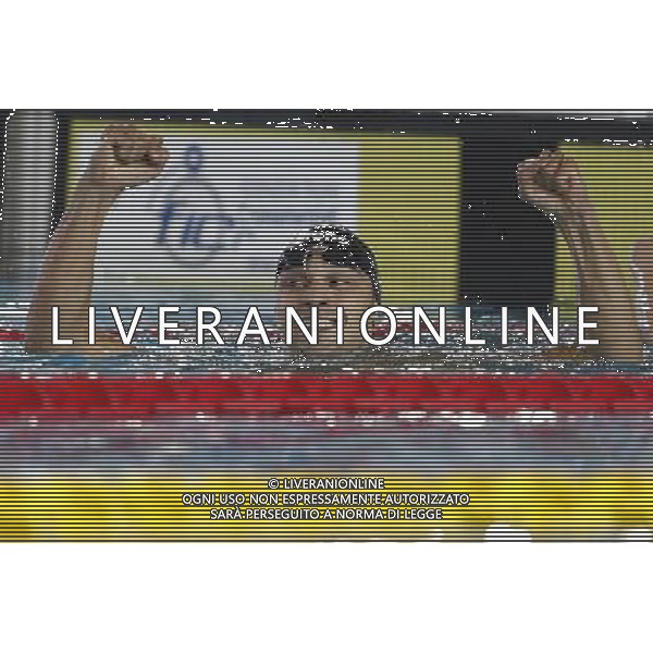 Riccione - Campionato Italiano Assoluto di Nuoto UnipolSai 08/04/2017 nella foto: esultanza Pizzini Luca Â©Claudio Zamagni/Agenzia Aldo Liverani 